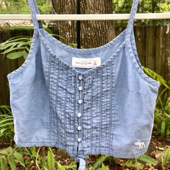 Abercrombie & Fitch Tops - Abercrombie & Fitch pleat front chambray crop top